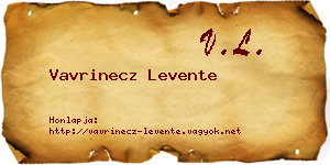 Vavrinecz Levente névjegykártya